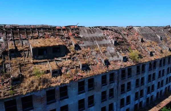Старое Разрушенное Разрушенное Промышленное Здание Вид Воздуха — стоковое фото