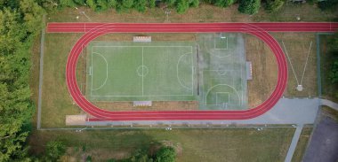 Şehir stadiumt park, havadan görünümü ile kentsel alanda.