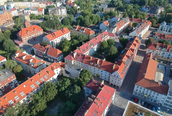 Flygfoto Koszalin City Gamla Stan City Center Grön Stad — Stockfoto