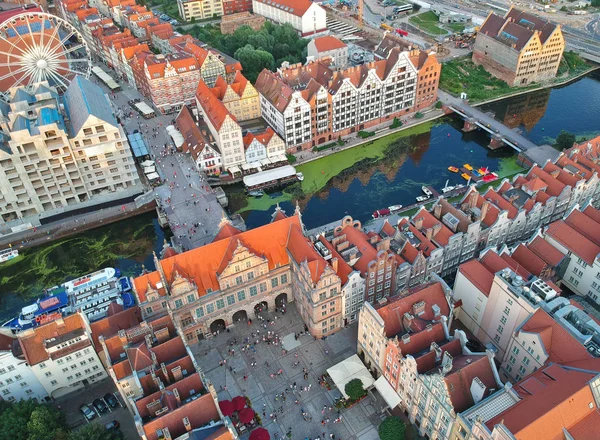 Flygfoto Gamla Stan Med Rött Tak Byggnader Polen — Stockfoto