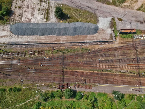 Vista Aérea Carretera Ferroviaria Automovilística —  Fotos de Stock