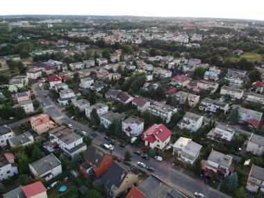 Koszalin, Polonya - 10 Ağustos 2018 - havadan görünümü City Koszalin, alan Rokosowo Emlak