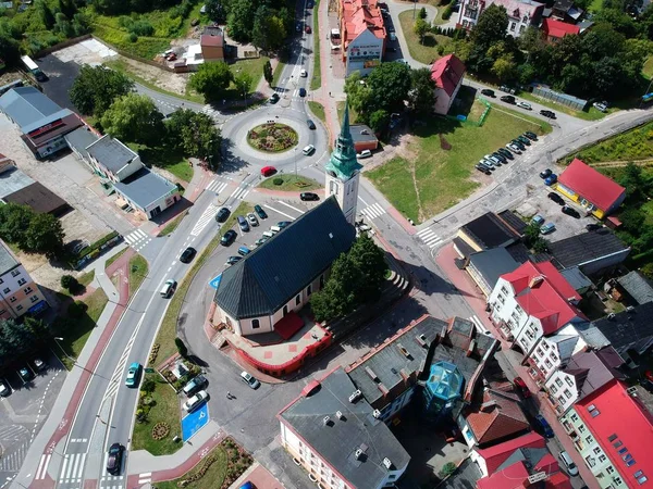 Miastko Poland August 2018 Aerial View Miastko City Baroque Church — Stock Photo, Image