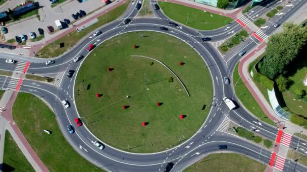 Koszalin Polen Juli 2018 Luchtfoto Beelden Van Solidarnosci Rotonde Stad — Stockvideo