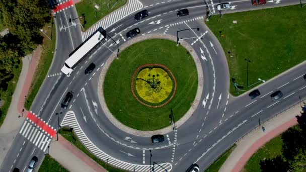 Koszalin Poland July 2018 Aerial Footage Roundabout Morska Street City — Stock Video