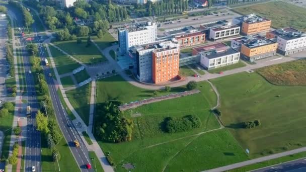 Koszalin Poland July 2018 Aerial Footage Politechnika Koszalinska Study Building — Stock Video