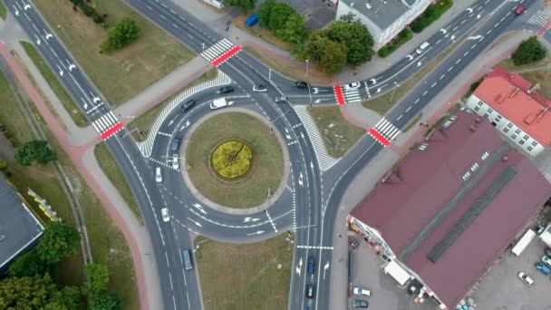 Koszalin Poland July 2018 Aerial Footage Roundabout Morska Street City — Stock Video