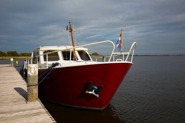 Dutch Motorboat Moored Alkmaardermeer Lak — Stock Photo, Image