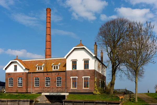 Echten フリースラント オランダの伝統的な蒸気ポンプステーション — ストック写真