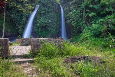 Raung Dağ Sloves, Kalibaru Wetan Köyü, Banyuwangi Regency, Endonezya güzelliği parçası ikiz şelaleler. Cava'da Tirto Kemanten su gelin veya su düğün çift anlamına gelir.