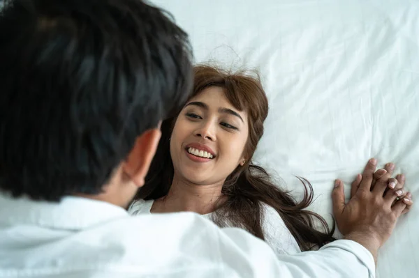 Pasión Momento Amor Pareja Acostada Cama — Foto de Stock