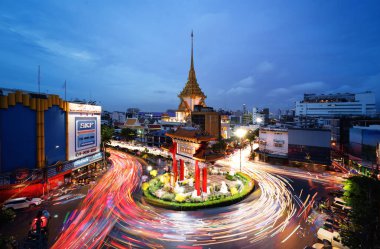 Bandkok, Tayland-Temmuz 27,2018: trafik Odeon roundabout çember. Dolambaçlı bir sonunu Çin mahallesini, Bangkok, Tayland.