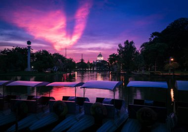 Park bangkok, Tayland, gün batımı görünümü