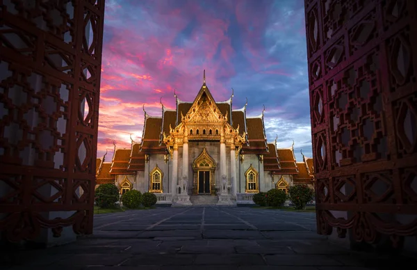 Benchamabophit Temple Marble Temple Sunset Bangkok Thailand — Stock Photo, Image