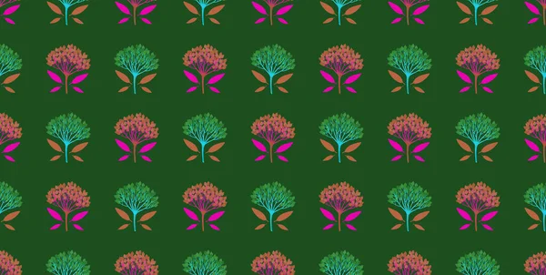 Vielfarbiges Geometrisches Nahtloses Muster Mit Viburnum Beeren Und Winzigen Blättern — Stockvektor