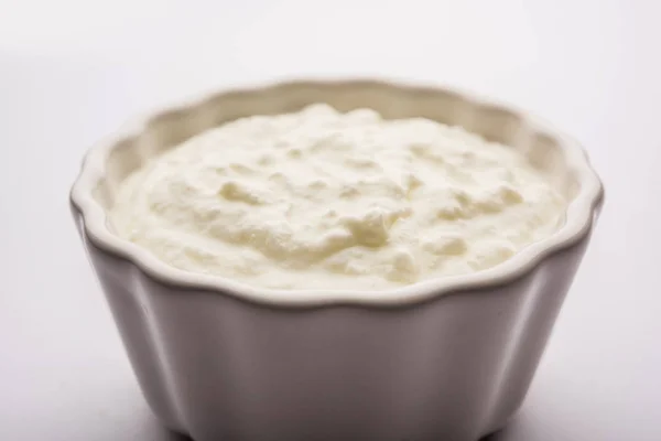 Quark Oder Joghurt Oder Dahi Hindi Serviert Einer Schüssel Vor — Stockfoto