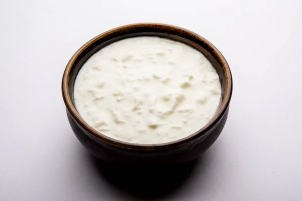 Quark Oder Joghurt Oder Dahi Hindi Serviert Einer Schüssel Vor — Stockfoto