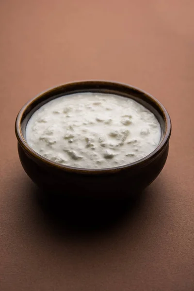 Απλό Πηγμένο Γάλα Για Τυρί Γιαούρτι Κουνουπίδι Στα Χίντι Σερβίρεται — Φωτογραφία Αρχείου