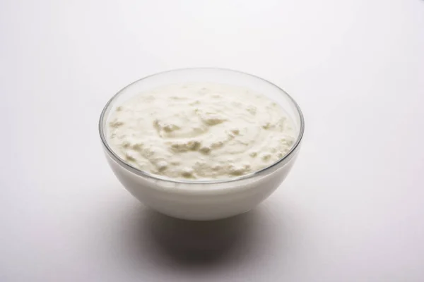 Plain Curd Yogurt Dahi Hindi Served Bowl Moody Background Selective — Stock Photo, Image