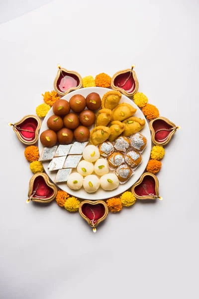 Carte Voeux Happy Diwali Faite Avec Des Bonbons Craquelins Feu — Photo