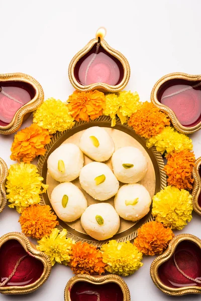 Carte Voeux Happy Diwali Faite Avec Des Bonbons Craquelins Feu — Photo