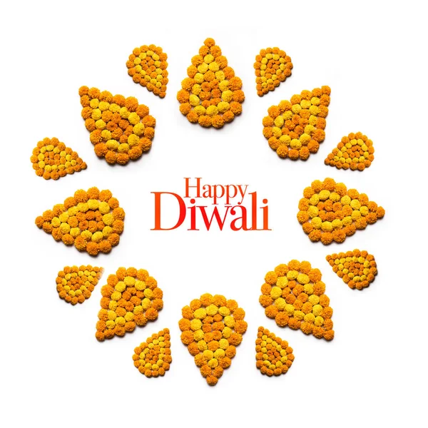 Flower Rangoli Diwali Onam Festival White Background — Stock Photo, Image