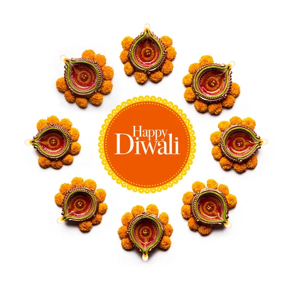 Flower Rangoli Diwali Onam Festival White Background — Stock Photo, Image