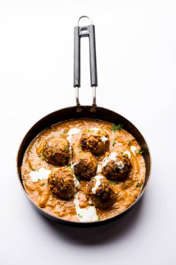 Malai köfte bir kase veya pan moody arka plan üzerinde servis Mughlai özel bir yemektir. seçici odak