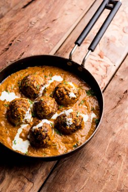 Malai köfte bir kase veya pan moody arka plan üzerinde servis Mughlai özel bir yemektir. seçici odak