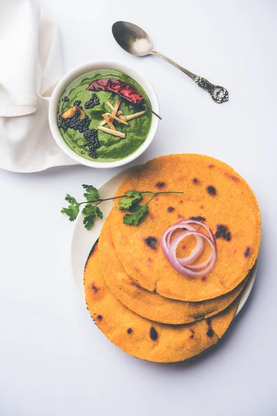 Makki Roti Com Sarson Saag Receita Popular Prato Principal Punjabi — Fotografia de Stock