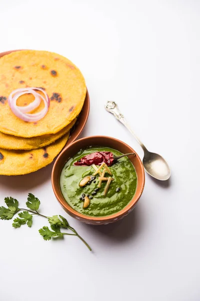 Makki Roti Com Sarson Saag Receita Popular Prato Principal Punjabi — Fotografia de Stock