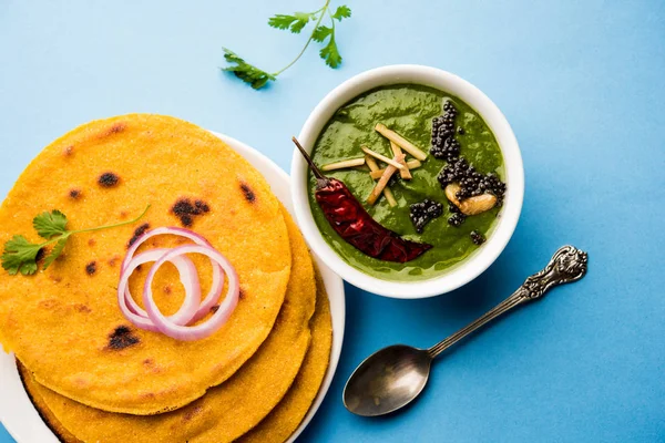 Makki Roti Com Sarson Saag Receita Popular Prato Principal Punjabi — Fotografia de Stock