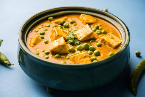 Matar Paneer Curry Recipe Made Using Cottage Cheese Green Peas — Stock Photo, Image