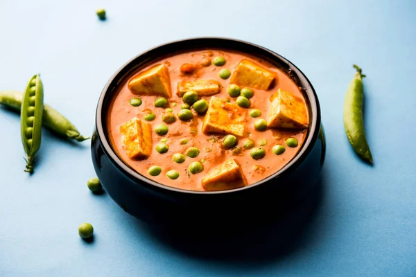 Matar Paneer Curry Tarifi Süzme Peynir Yeşil Bezelye Ile Kullanılarak — Stok fotoğraf