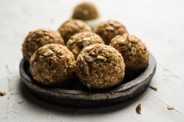 Oats Laddu Ladoo Also Known Protein Energy Balls Served Plate — Stock Photo, Image