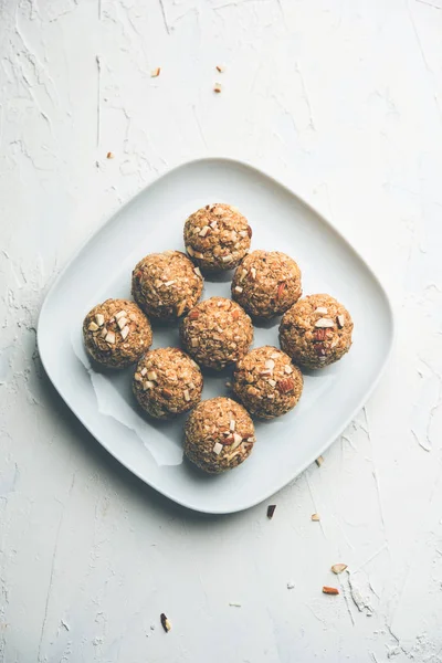 Oats Laddu Ladoo Also Known Protein Energy Balls Served Plate — Stock Photo, Image