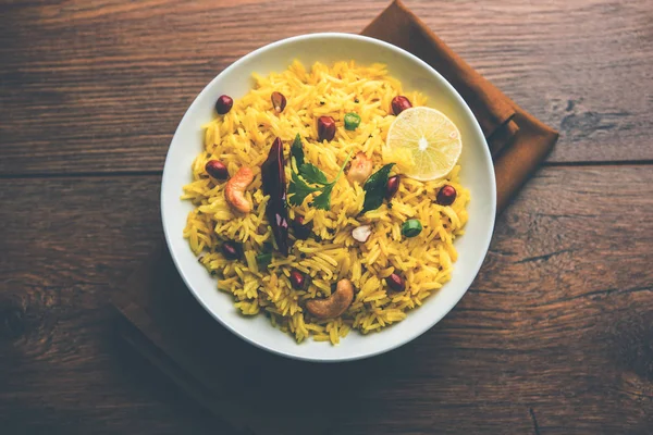 Rýže Citron Jižní Indická Kurkuma Rýže Nebo Maharashtrian Recept Nazývané — Stock fotografie