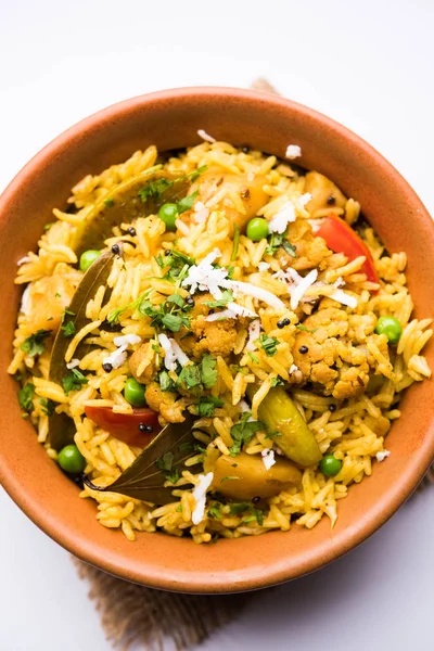 Masala Arroz Bhat Masale Arroz Frito Vegetal Picante Biryani Pulav — Foto de Stock