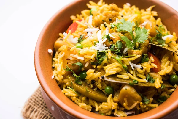 Masala Arroz Bhat Masale Arroz Frito Vegetal Picante Biryani Pulav — Foto de Stock