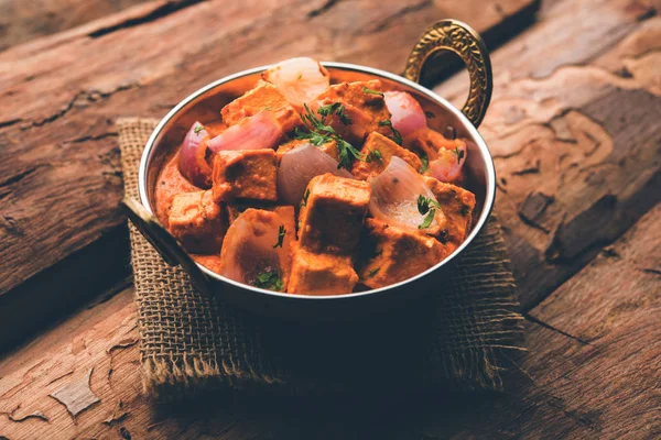 Paneer Pyaza Een Populaire Punjabi Vegetarisch Recept Kubussen Van Kwark — Stockfoto