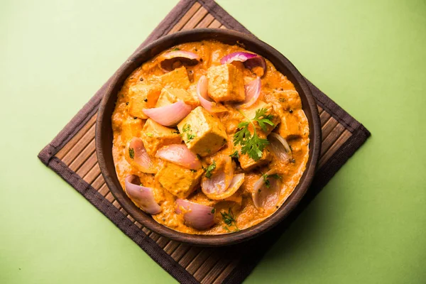 Paneer Pyaza Een Populaire Punjabi Vegetarisch Recept Kubussen Van Kwark — Stockfoto