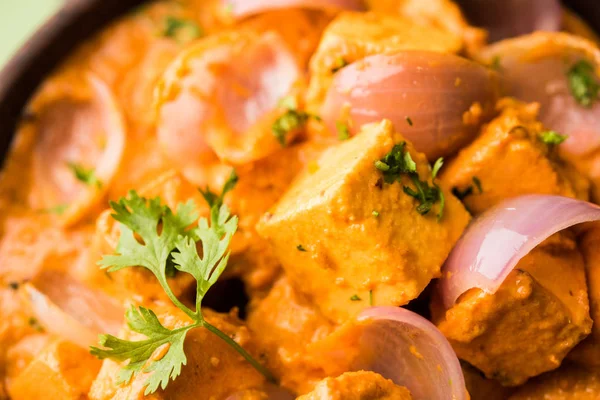Paneer Pyaza Ist Ein Beliebtes Vegetarisches Punjabi Rezept Mit Quarkwürfeln — Stockfoto