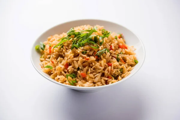 Schezwan Fried Rice Masala Una Comida Popular Indo China Que — Foto de Stock