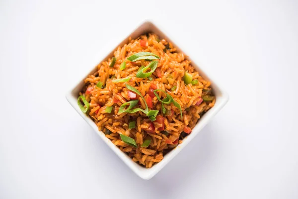 Schezwan Fried Rice Masala Popolare Cibo Indo Cinese Servito Piatto — Foto Stock