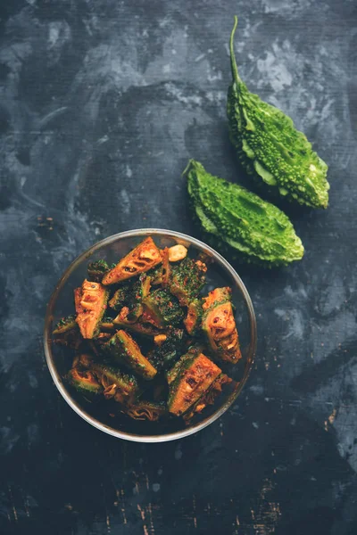 Karela Achar Bitter Gourd Pickle Popular Indian Recipe — Stock Photo, Image