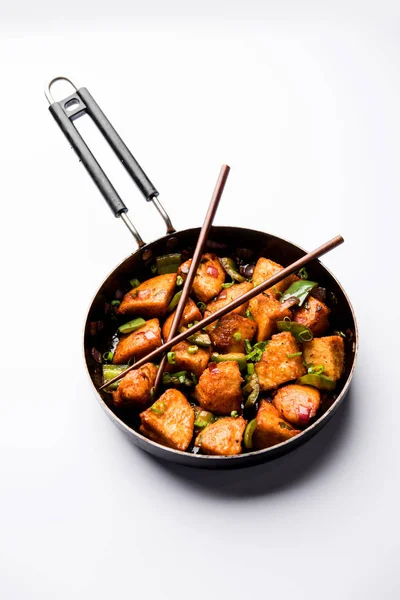 Schezwan Idli Manchurian Idly Tasty Indo Chinese Recipe Selective Focus — Stock Photo, Image