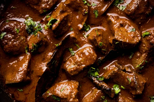 Mutton Hígado Frito Kaleji Masala Popular Receta Vegetariana India Pakistán —  Fotos de Stock