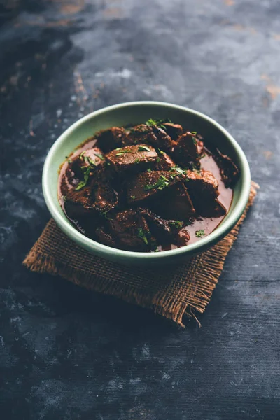 Mutton Hígado Frito Kaleji Masala Popular Receta Vegetariana India Pakistán — Foto de Stock