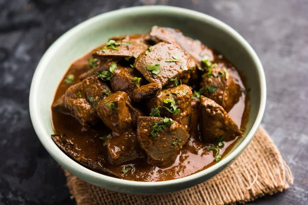 Mutton Hígado Frito Kaleji Masala Popular Receta Vegetariana India Pakistán — Foto de Stock