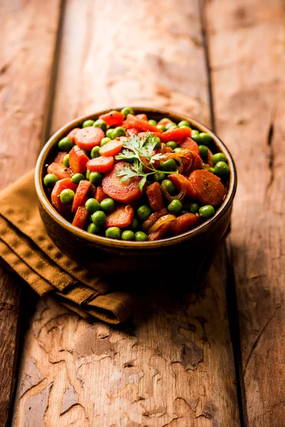 Zanahoria Guisantes Verdes Sabzi Gajar Mutter Sabji —  Fotos de Stock